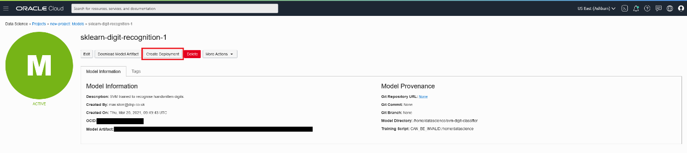 Model Deployment in OCI 4