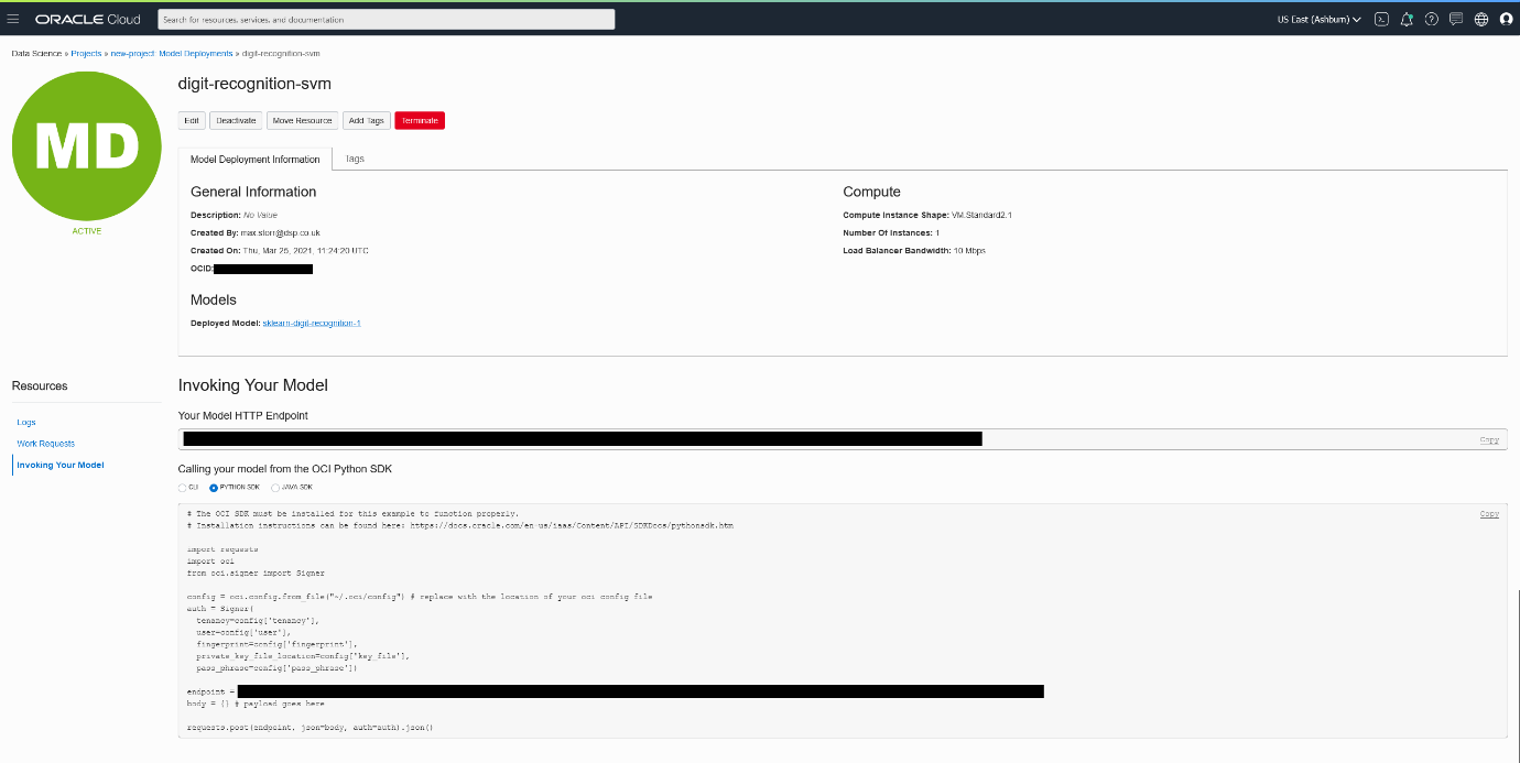 Model Deployment in OCI 5