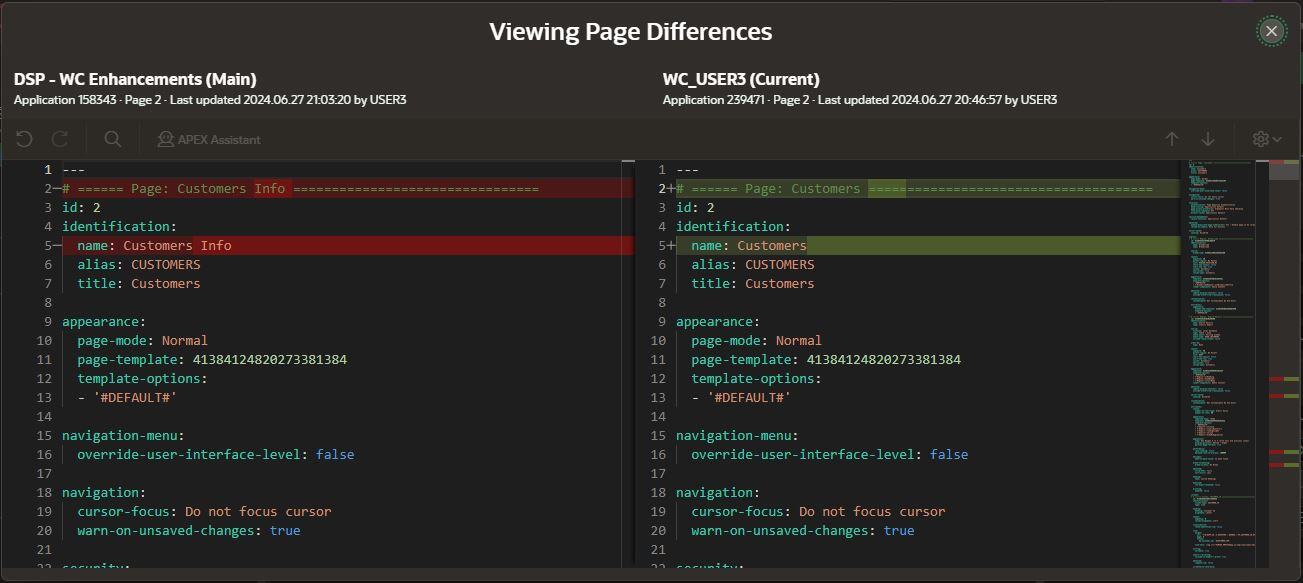 APEX 24.1 - Improvements to Working Copies