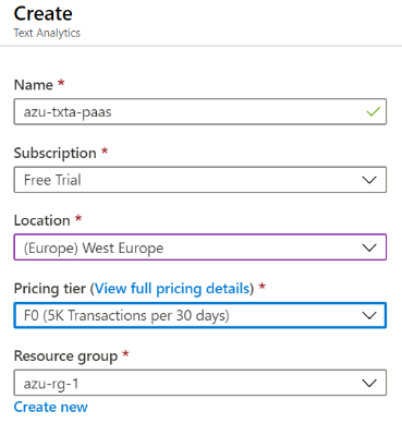 Azure Text Analytics AI