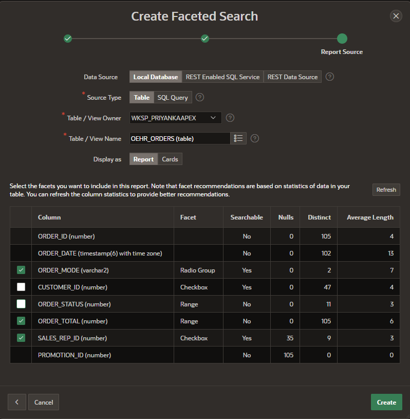 Create Faceted Search