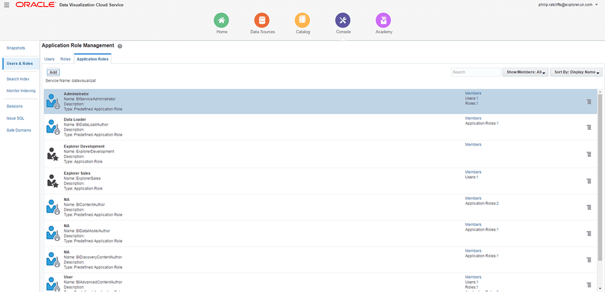 Oracle Data Visualization Cloud Service