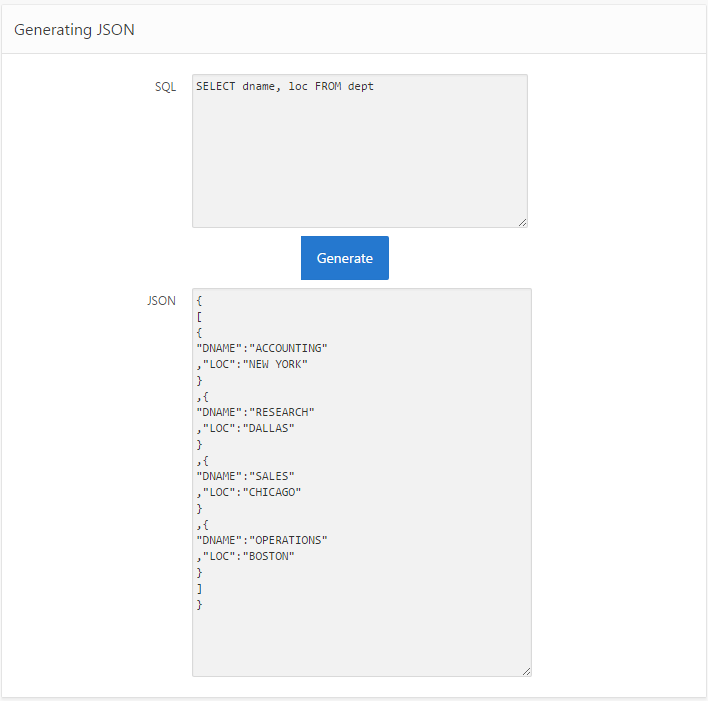 Generating JSON in APEX 5.0