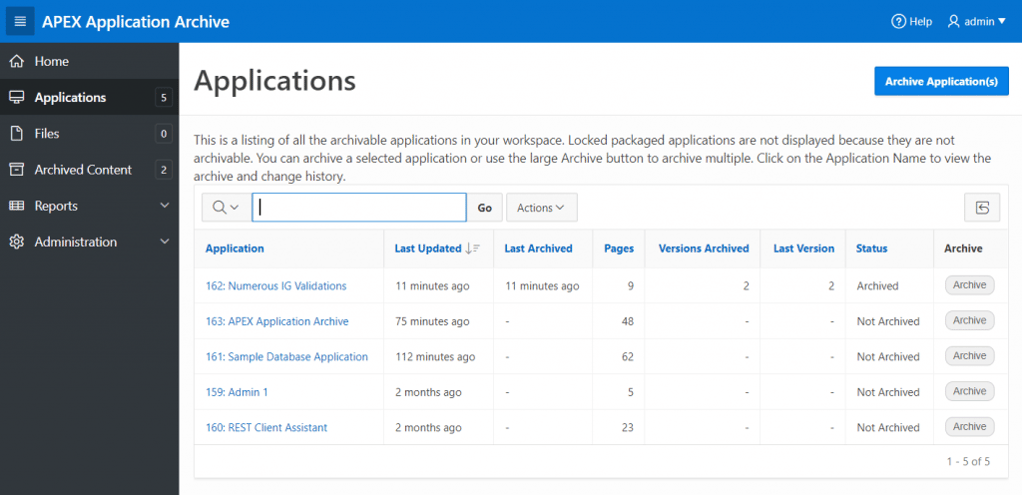 Application Archive for Presentations