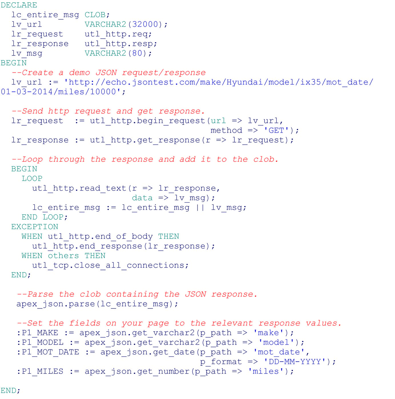 Parsing JSON in APEX 5.0