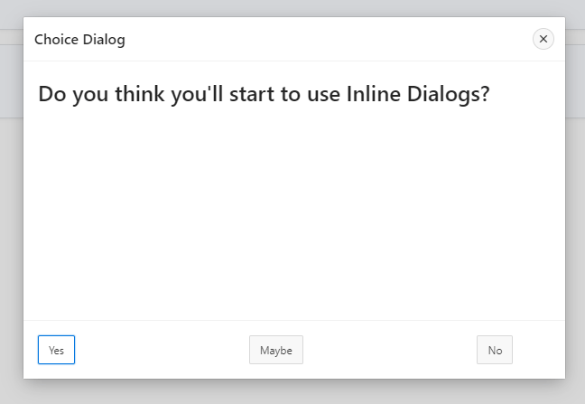 Inline dialog choice selector