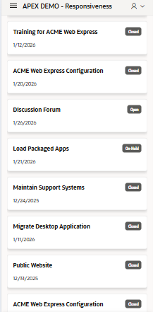 Simple Cards menu on mobile