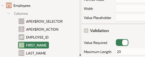 Oracle APEX Interactive Grid Validations