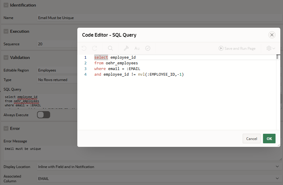 Oracle APEX Interactive Grid Validations