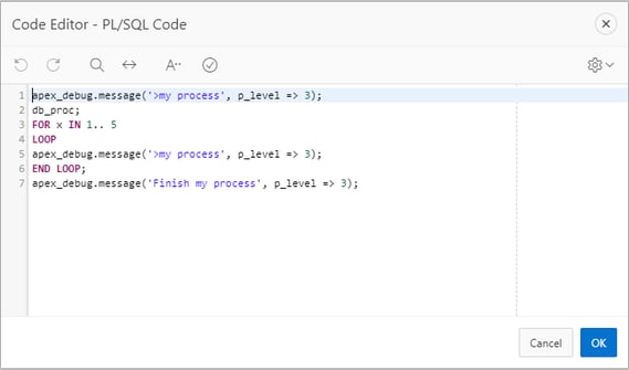 code editor - PL SQL Code